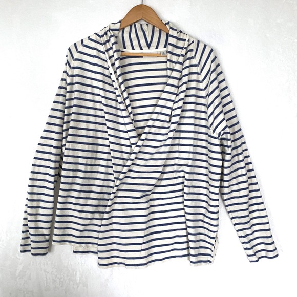 LLBean Sweaters - LLBean Striped Long Sleeve Hooded Open Front Cardigan Sweater Women XL